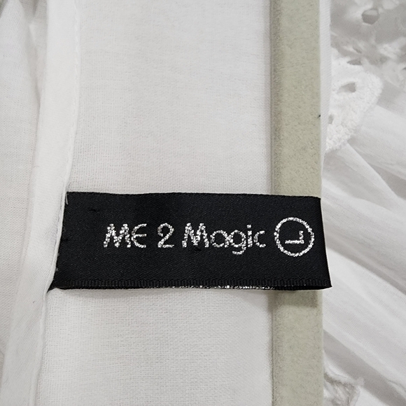 Me 2 Magic Anthro Midi Dress Eyelet White Bridal Smocked Tiered size Large - Picture 8 of 14